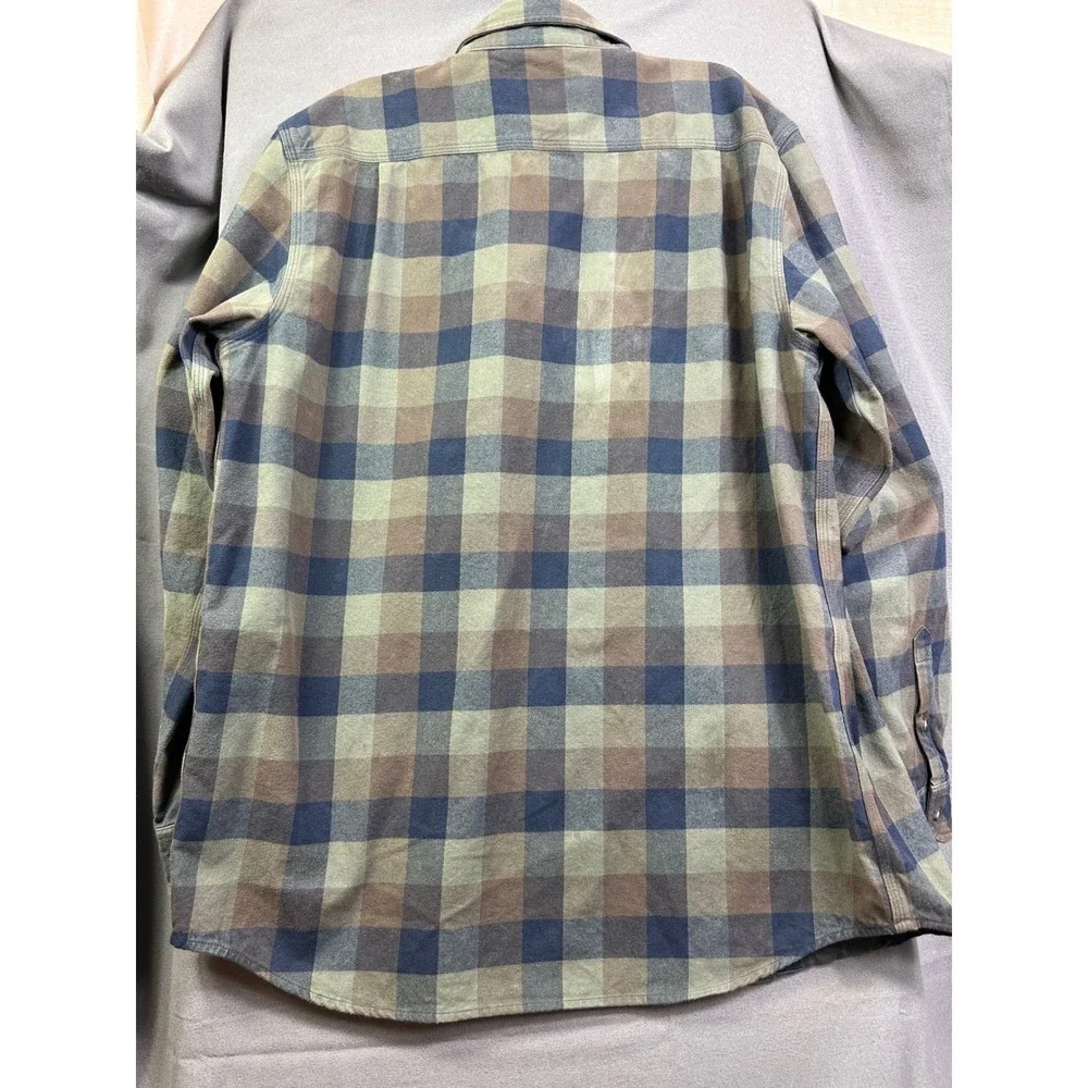 Carhartt Men's L Tall Loose‎ Fit Flannel Plaid Heavyweight Button Down Shirt
